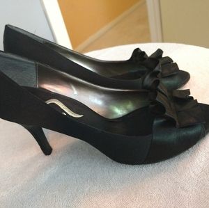 Open Toe Matte Satin Pumps